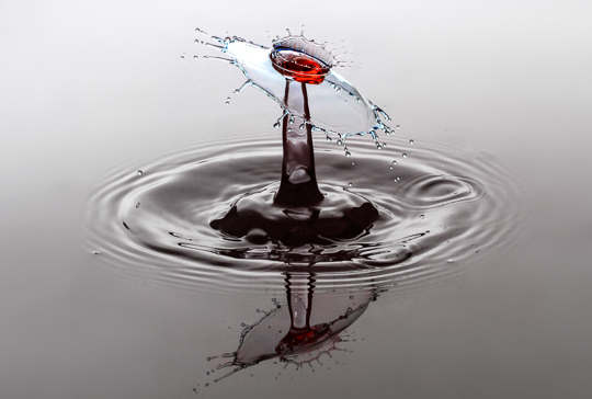 Water Drop Image Created with Two Valves